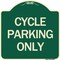 Signmission Designer Series Cycle Parking Only, Green & Tan Heavy-Gauge Aluminum Sign, 18" x 18", G-1818-24200 A-DES-G-1818-24200 - alternate 1